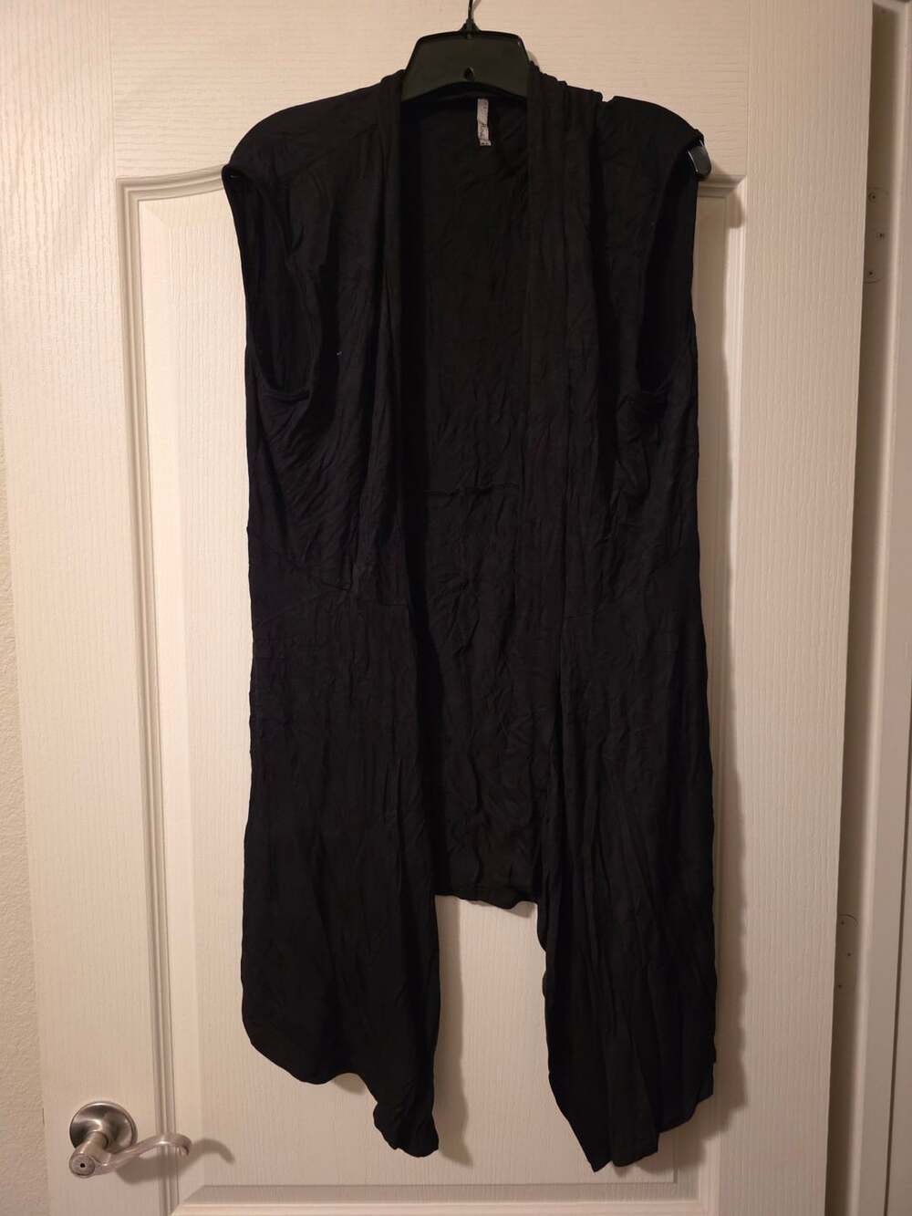 Moa Black Open Front Draped Sleeveless Vest Size 3XL